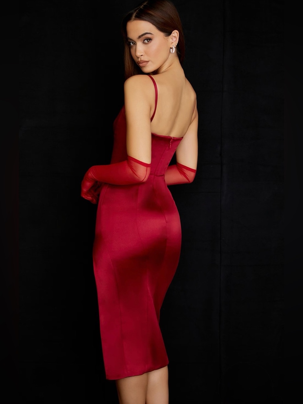 ❤️🔥Firm Price❤️🔥House of CB CASIMIRA Wine Satin Corset Midi Dres - Picture 12 of 16